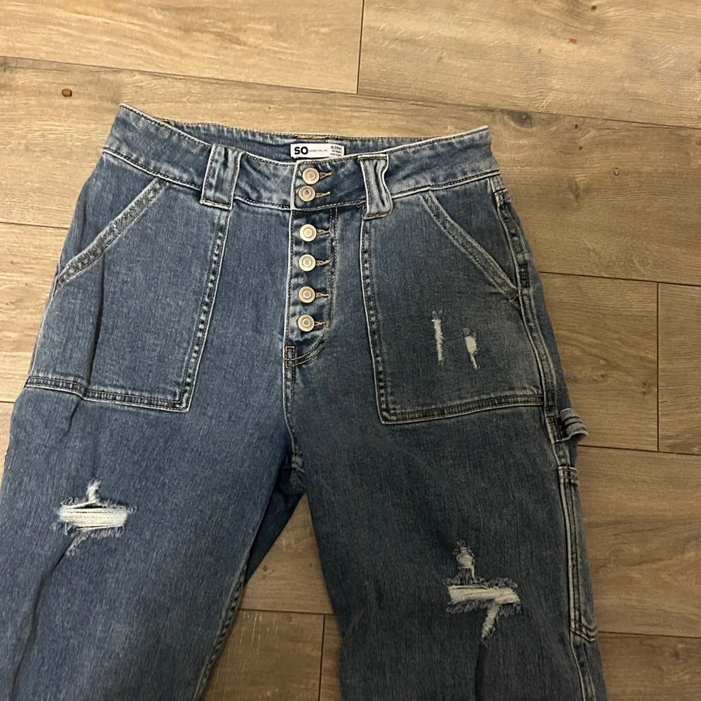 SO Relaxed Fit Distressed Blue Jeans - Picture 2 of 12